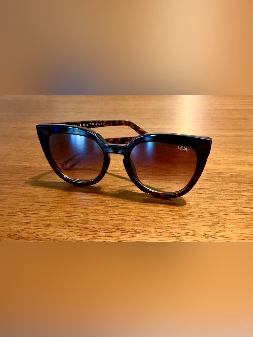 Quay Australia Tortoiseshell Cat Eye Sunglasses with Brown Gradient Lenses